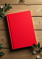 Red book cover mockup and stationary flat lay on a wooden surface, red, book, cover, mockup, stationary, flat lay, wooden. book mockup. 