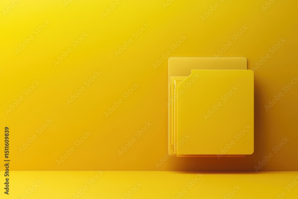 Poster bright yellow download folder with a simplified design against a matching background for a clean loo