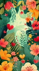 Flower frame for adding text Created with Generative AI technology