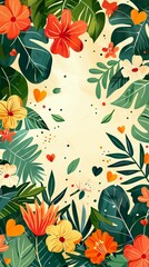 Flower frame for adding text Created with Generative AI technology