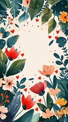 Flower frame for adding text Created with Generative AI technology