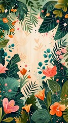 Flower frame for adding text Created with Generative AI technology