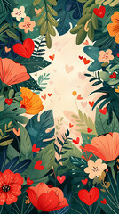 Flower frame for adding text Created with Generative AI technology