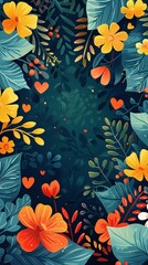 Flower frame for adding text Created with Generative AI technology