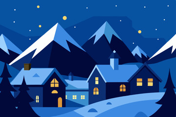 Fototapeta premium winter landscape with houses