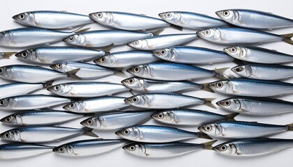 A pattern of multiple sardines arranged