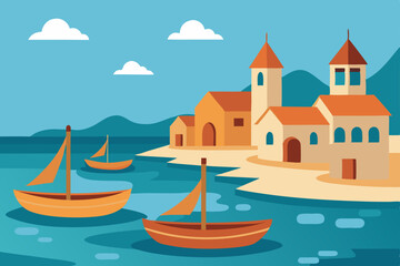 Naklejka premium illustration of a boat in venice