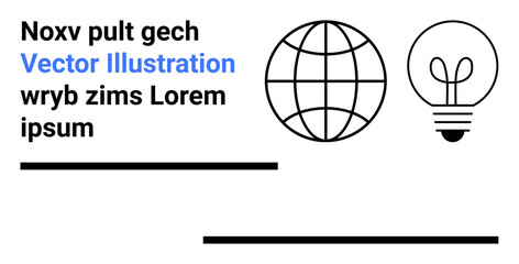 Globe and lightbulb representing global ideas and innovation. Ideal for creativity, education, sustainability, technology, global reach, innovation, simple landing page