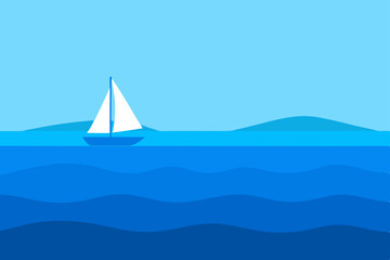 Naklejka premium sailing boat on the sea