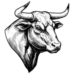 Hand drawn Bull Head Illustration