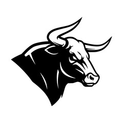 Bull Head Illustration. Silhouette. Black and white.