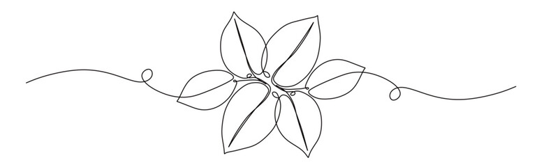 continuous one line art of a leaf with curved and twisted lines. vector illustration with transparent background