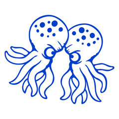2 Octopus friends Two fighting enemies Rivals Team Isolated Vector Graphic Design Illustration
