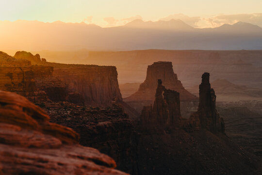 Sandstone Cliffs Cast in Golden Hour Light