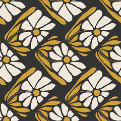 Trendy minimalist seamless botanical pattern with abstract creative hand drawn composition