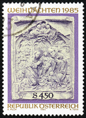 Postage stamp Austria 1985 Birth of Christ, marble relief, Salzburg, Christmas
