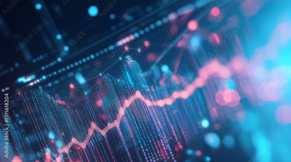 Poster futuristic abstract digital technology background with glowing data network, circuit lines, and high