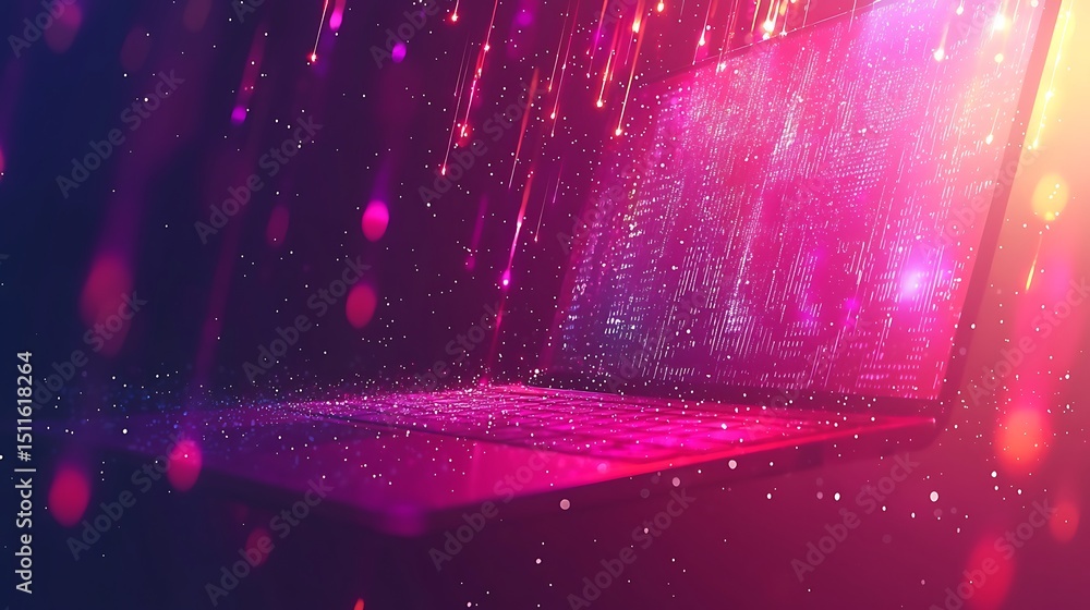 Poster futuristic data visualization digital space graphic design neon environment abstract view technology