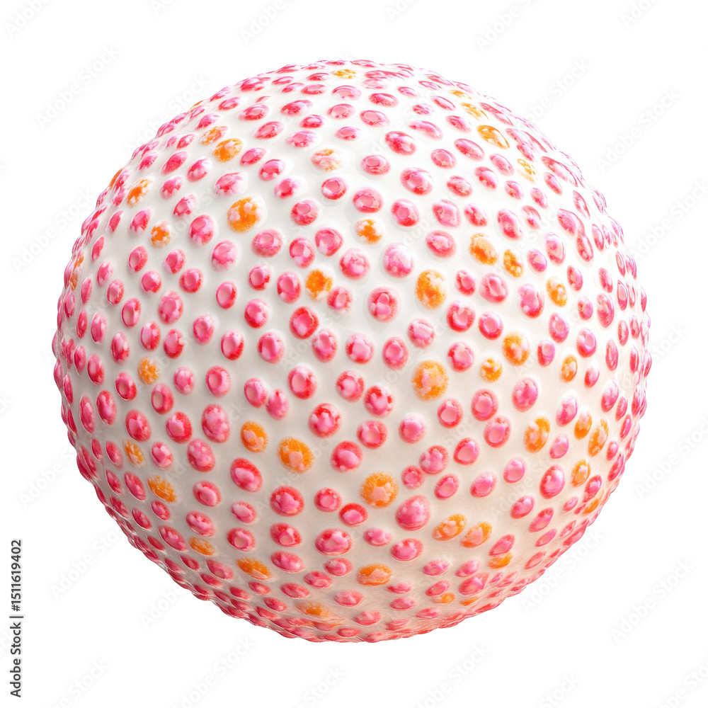 Aufkleber colorful textured sphere with pink and orange patterns displayed on a white surface in a bright sett