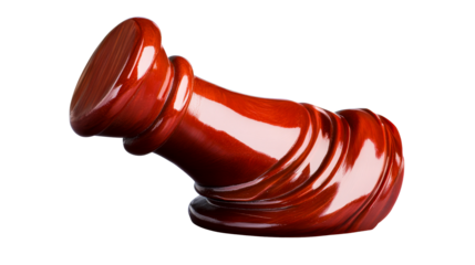 Glossy mahogany gavel, justice symbol, court, cut out transparent