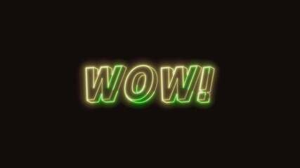 Wow Neon Text Seamless Loop 4K (Black Background) | Animated Promotional Typography for Video Editing - Powered by Adobe