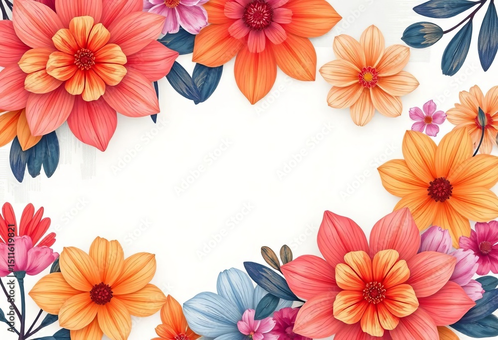 Poster abstract floral geometric pattern with textured strokes and empty space, minimal, background