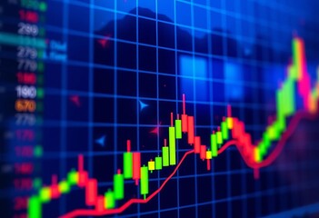 AI-generated candlestick chart visualizing stock market trends, uptrend, trading strategy