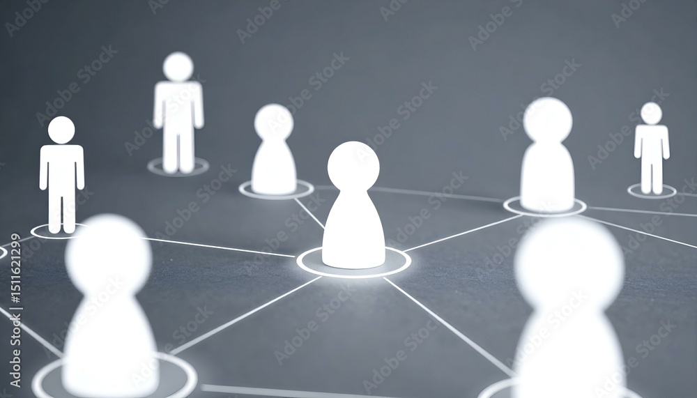Poster abstract network connection concept. white figures represent people connected by lines. ideal for il