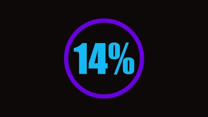 neon glowing text 14% icon on black background 4k animation. - Powered by Adobe