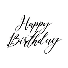 Fototapeta premium Happy Birthday wishes, calligraphy text, black elegant script, greeting message, birthday celebration
