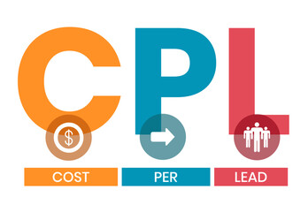 CPL - Cost Per Lead acronym, business concept background. vector illustration concept with keywords and icons. lettering illustration with icons for web banner, flyer, landing page, presentation