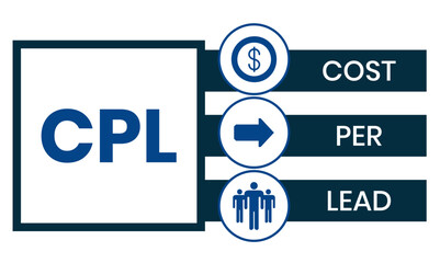 CPL - Cost Per Lead acronym, business concept background. vector illustration concept with keywords and icons. lettering illustration with icons for web banner, flyer, landing page, presentation