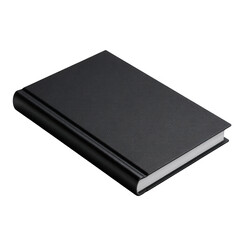 Black hardcover book mockup isolated on transparent background