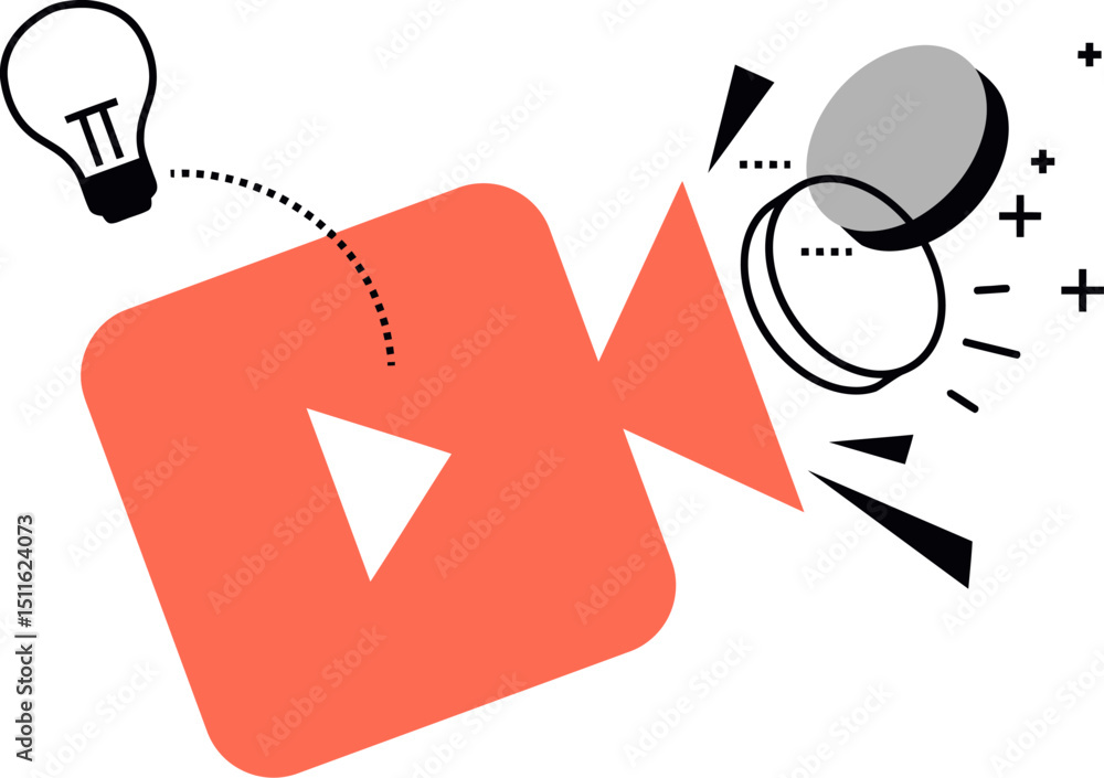 Poster video play button icon media player streaming online content digital platform interface website appl