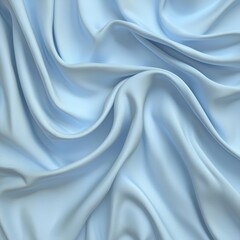 Fototapeta premium Light blue fabric with soft, flowing folds and ripples.