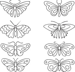 A set of seamless pattren butterflies vector clipart