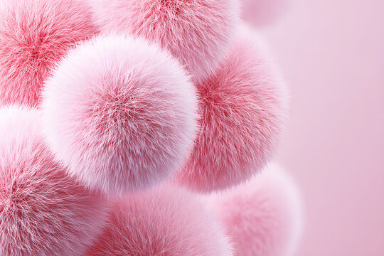 Elegant pink smooth silky fur balls background creating luxurious and stylish wallpaper design with pink theme