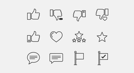 Fototapeta premium Feedback icons, set of line icons, icon sheet. Editable strokes