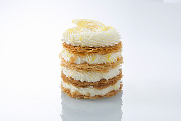 Refreshing Lemon Mille-Feuille Stack with Cream and Zest Garnish