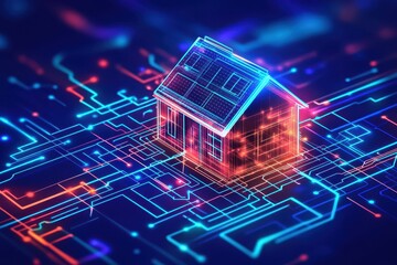 Smart home systems showcasing modern technology with an isolated background, Isolated background smart home, modern systems, background technology digital board