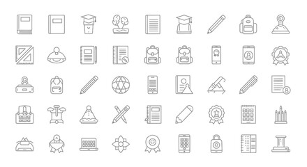 School icons, set of line icons, icon sheet