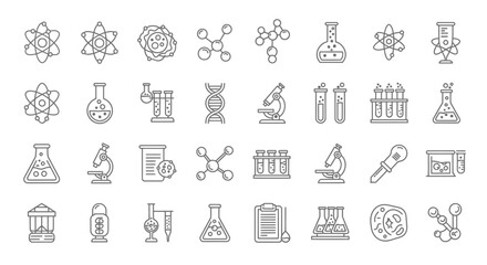 Science icons, set of line icons, icon sheet