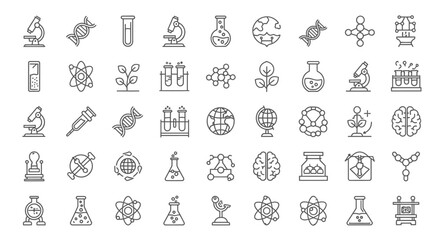 Science icons, set of line icons, icon sheet
