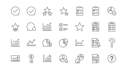 Fototapeta premium Survey icons, set of line icons, icon sheet