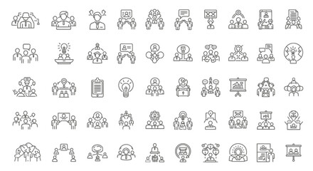 Teamwork icons, set of line icons, icon sheet