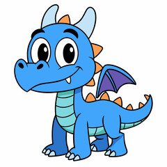 cartoon, animal, illustration, vector, cute, dog, character, blue, baby, monster, mammal, funny, elephant, fun, drawing, pet, art, isolated, nature, cat, smile, fish, rhino, black, white