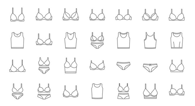 women undergarments icons, set of line icons, icon sheet