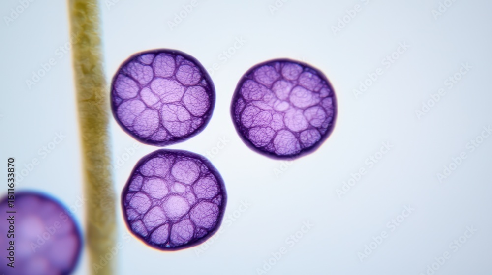 Aufkleber microscopic view of circular purple cells close-up microscopic image showing detailed structure of t