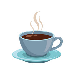 Fototapeta premium Vector illustration of a steaming cup of hot coffee with rich aroma on white background 