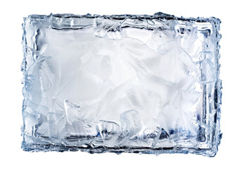 ice cube frame rectangular shape isolated on white or transparent png